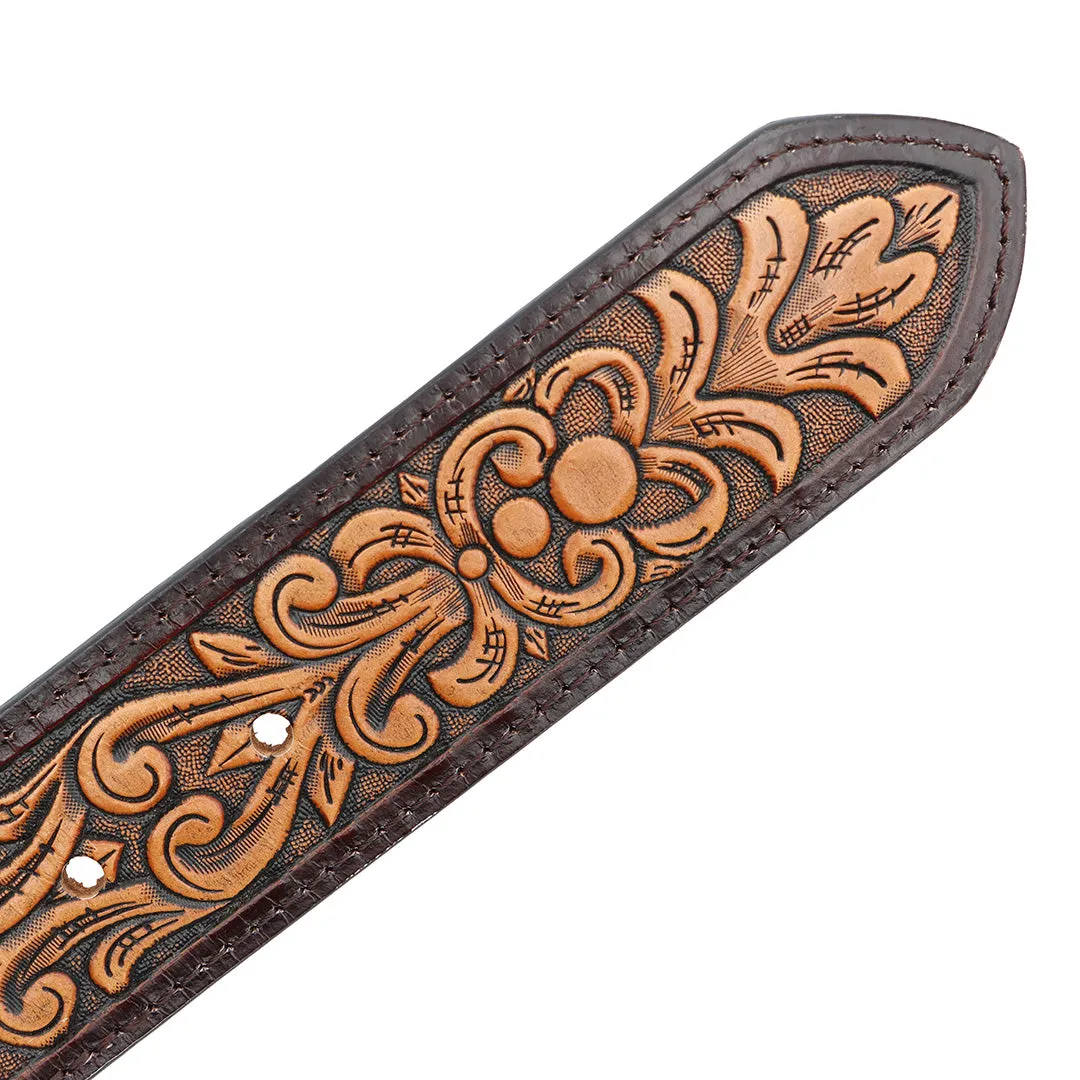 1 1/2" Exotic Alligator Print with Tooled Billets Belt