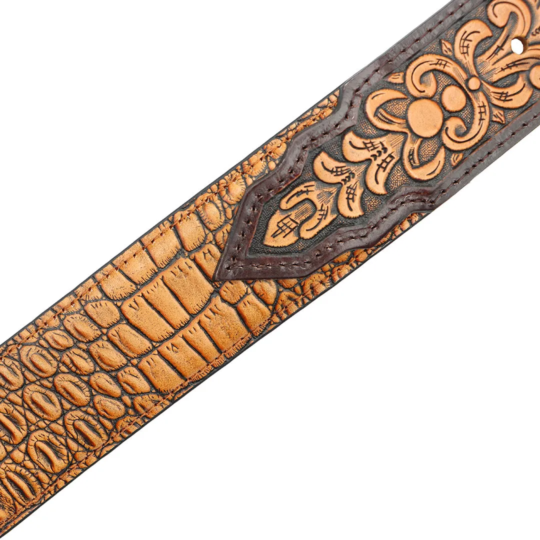 1 1/2" Exotic Alligator Print with Tooled Billets Belt