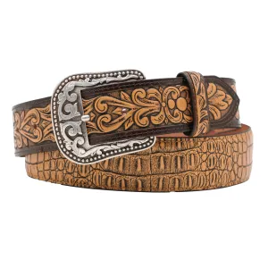 1 1/2" Exotic Alligator Print with Tooled Billets Belt