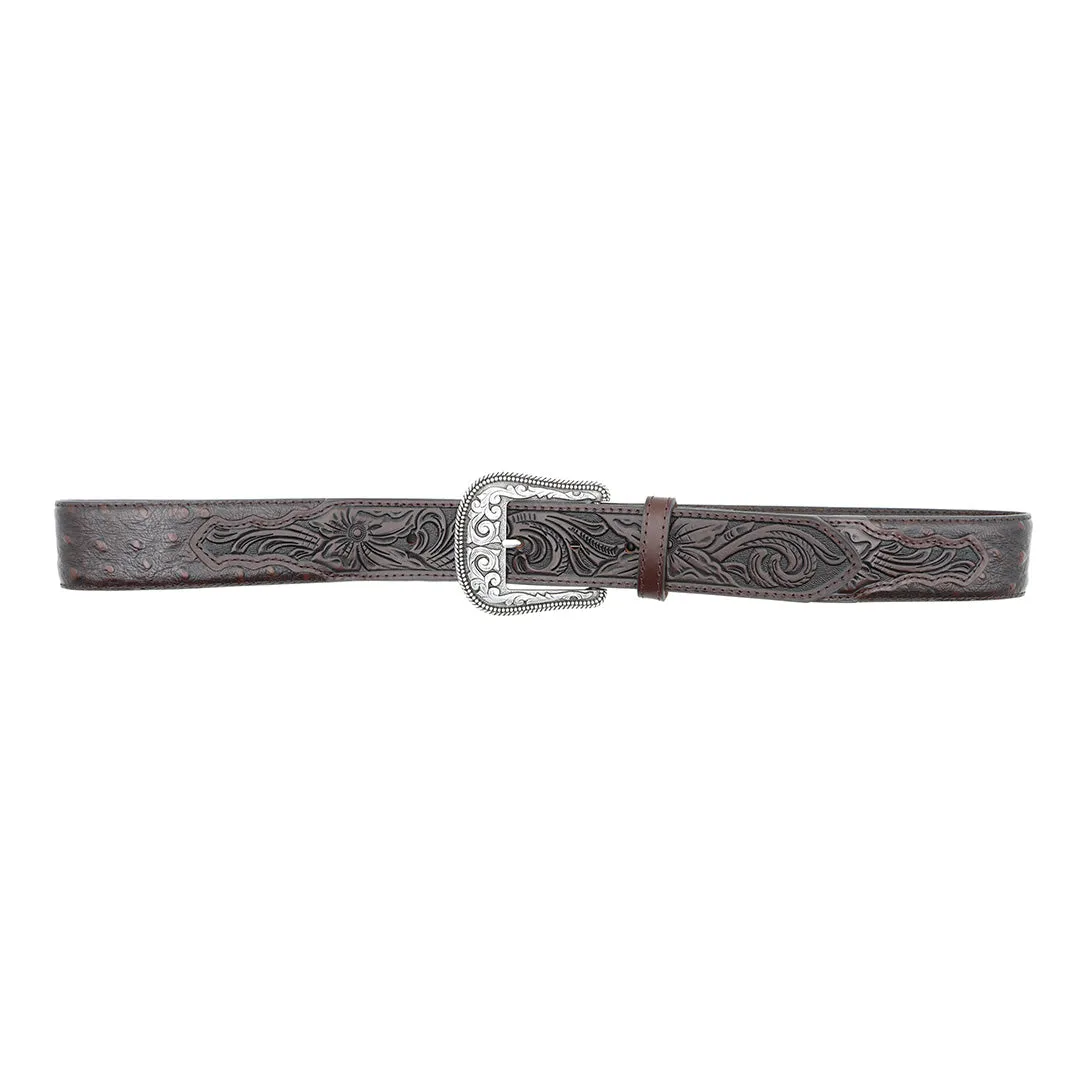 1 1/2" Exotic Ostrich Print with Tooled Billets Belt