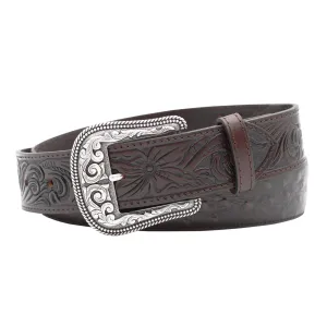1 1/2" Exotic Ostrich Print with Tooled Billets Belt