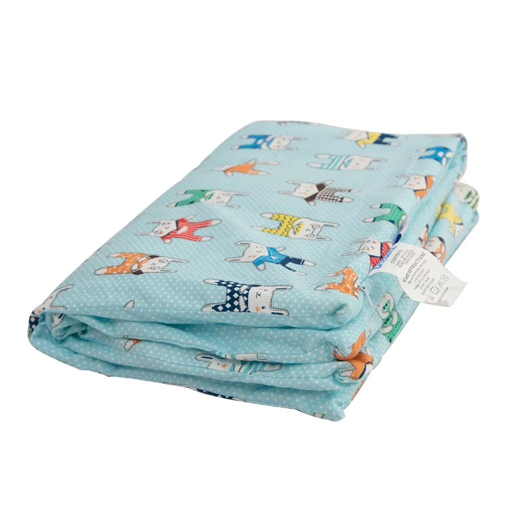 142x105cm Kids Cotton Weighted Blanket Lap Pad Cartoon Print Cover Blue