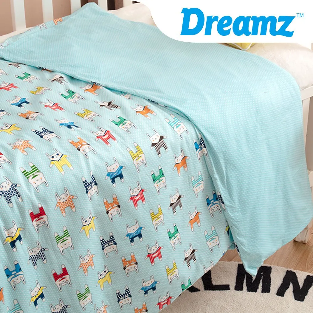 142x105cm Kids Cotton Weighted Blanket Lap Pad Cartoon Print Cover Blue