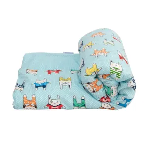 142x105cm Kids Cotton Weighted Blanket Lap Pad Cartoon Print Cover Blue