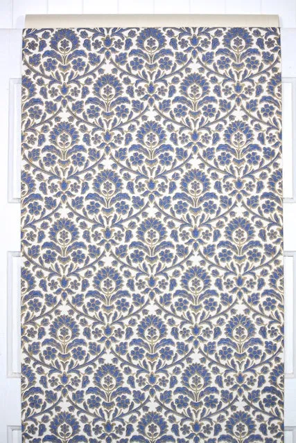1960s Floral Damask Vintage Wallpaper