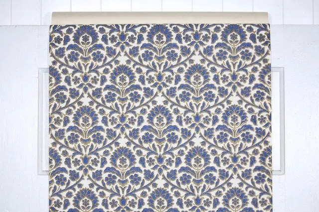 1960s Floral Damask Vintage Wallpaper