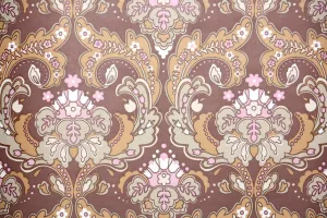 1970s Damask Vintage Wallpaper