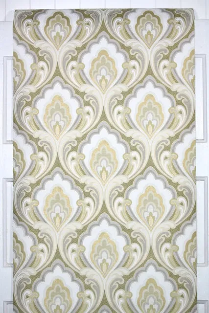 1970s Damask Vintage Wallpaper