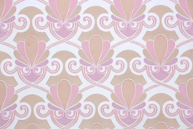 1970s Damask Vintage Wallpaper