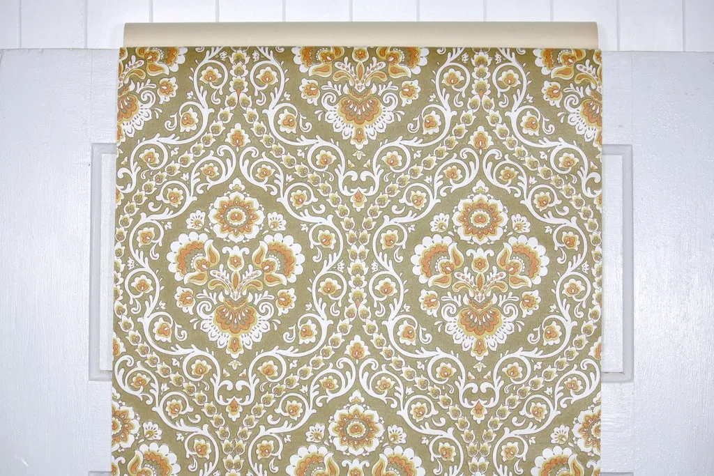 1970s Damask Vintage Wallpaper