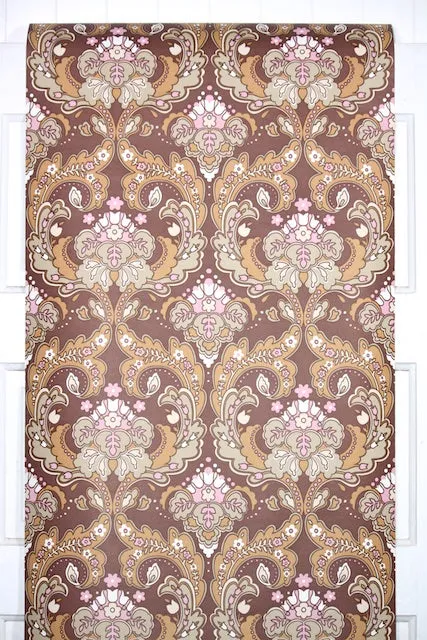 1970s Damask Vintage Wallpaper
