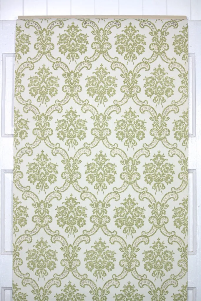 1970s Floral Damask Vintage Wallpaper