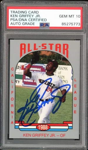 1988 California League All-Stars Ken Griffey Jr. RC PSA/DNA Auto GEM MINT 10