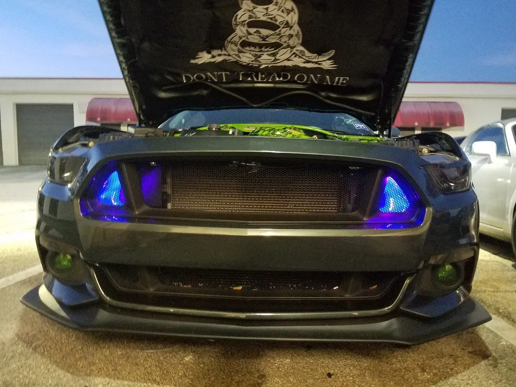 2015-2017 Ford Mustang Dual BIG MOUTH Ram Air Intake Snorkels - LED Lit Version