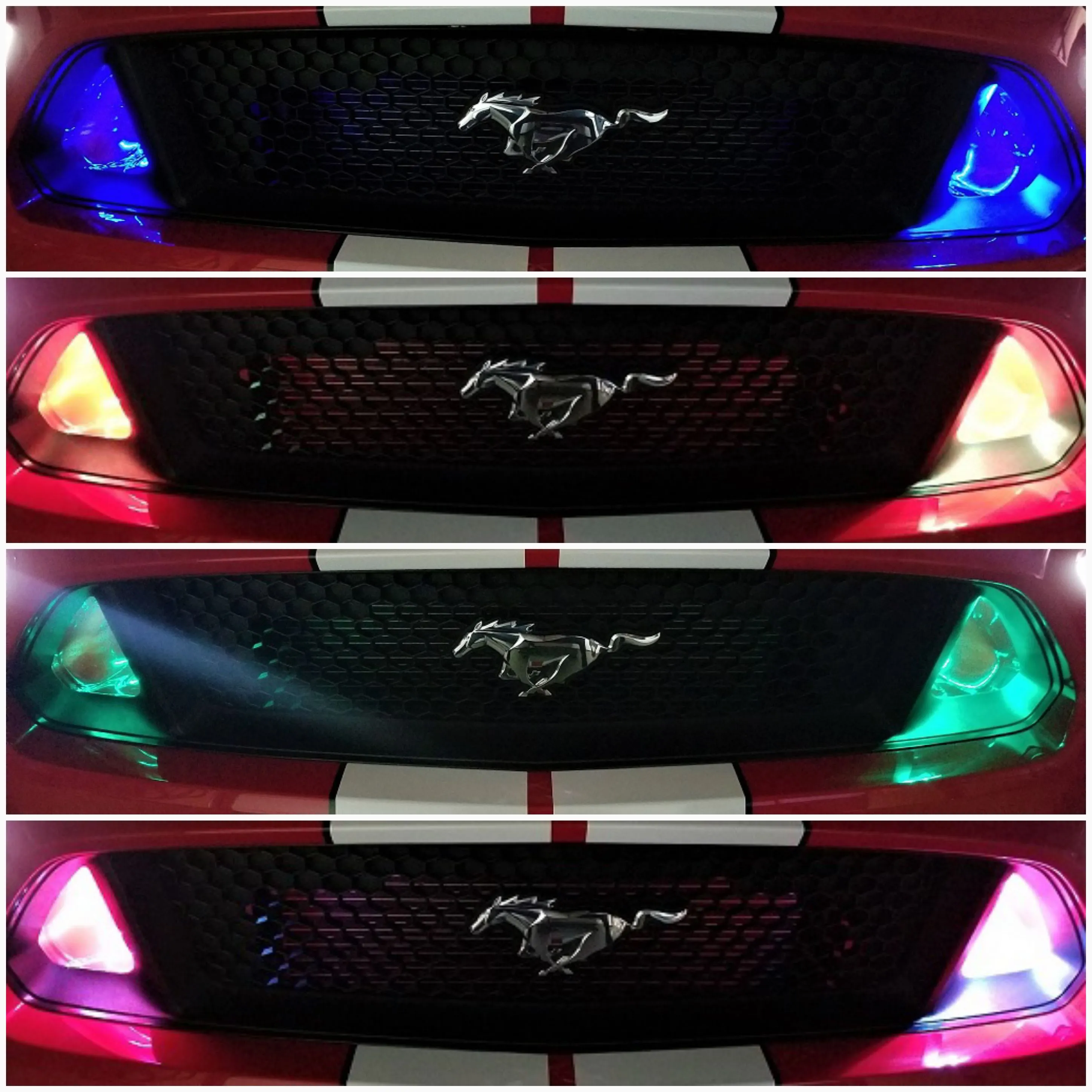 2015-2017 Ford Mustang Dual BIG MOUTH Ram Air Intake Snorkels - LED Lit Version