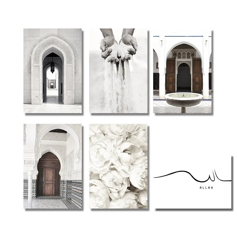 6-Piece Islamic Mosque Architectural Art Decorative Painting Set