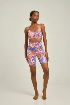 Aθλητικό biker κολάν orange exotic tropical print | Πορτοκαλί