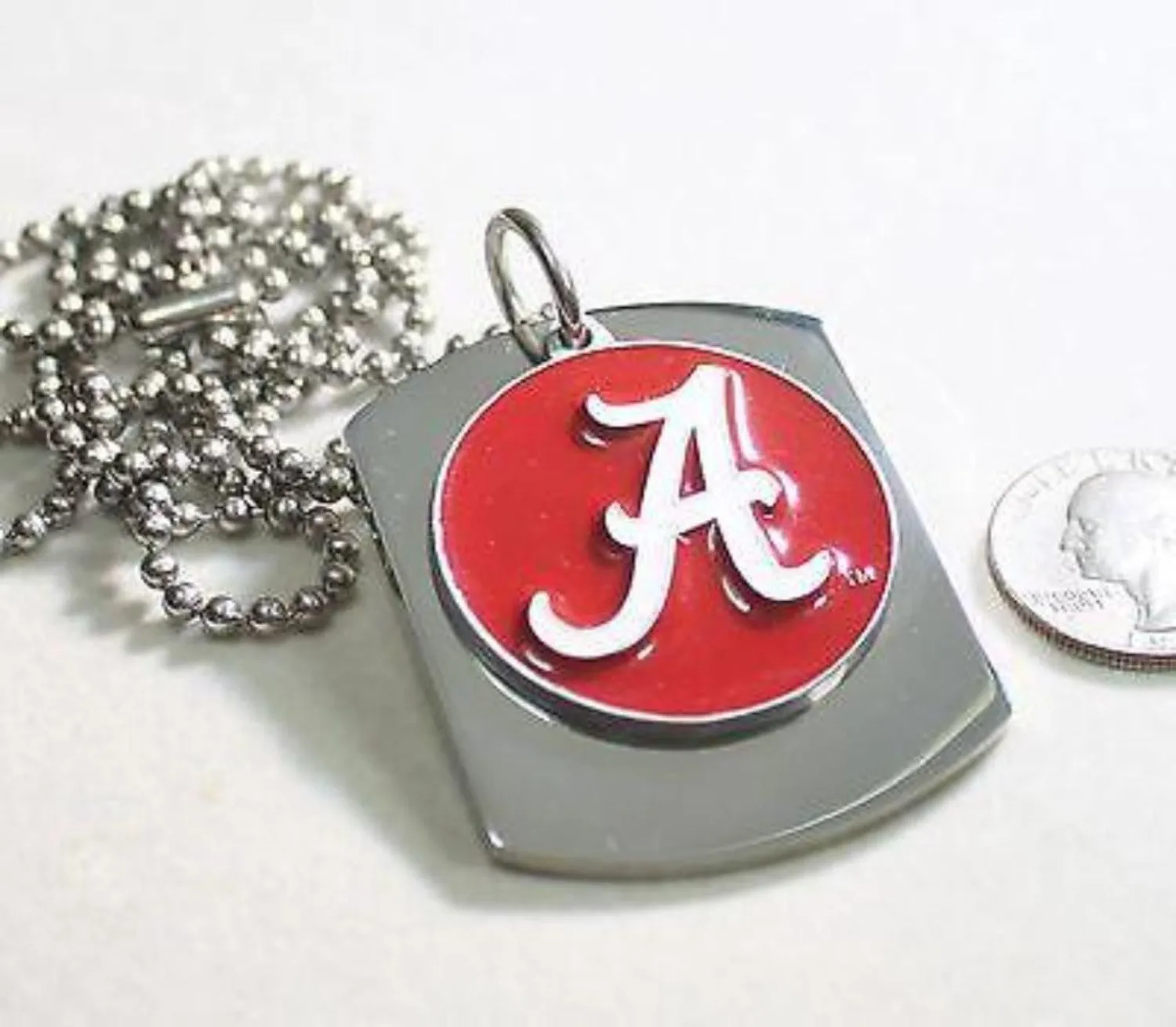 ALABAMA  UNIVERSITY LOGO  X LARGE  DOG TAG STAINLESS STEEL NECKLACE LOGO