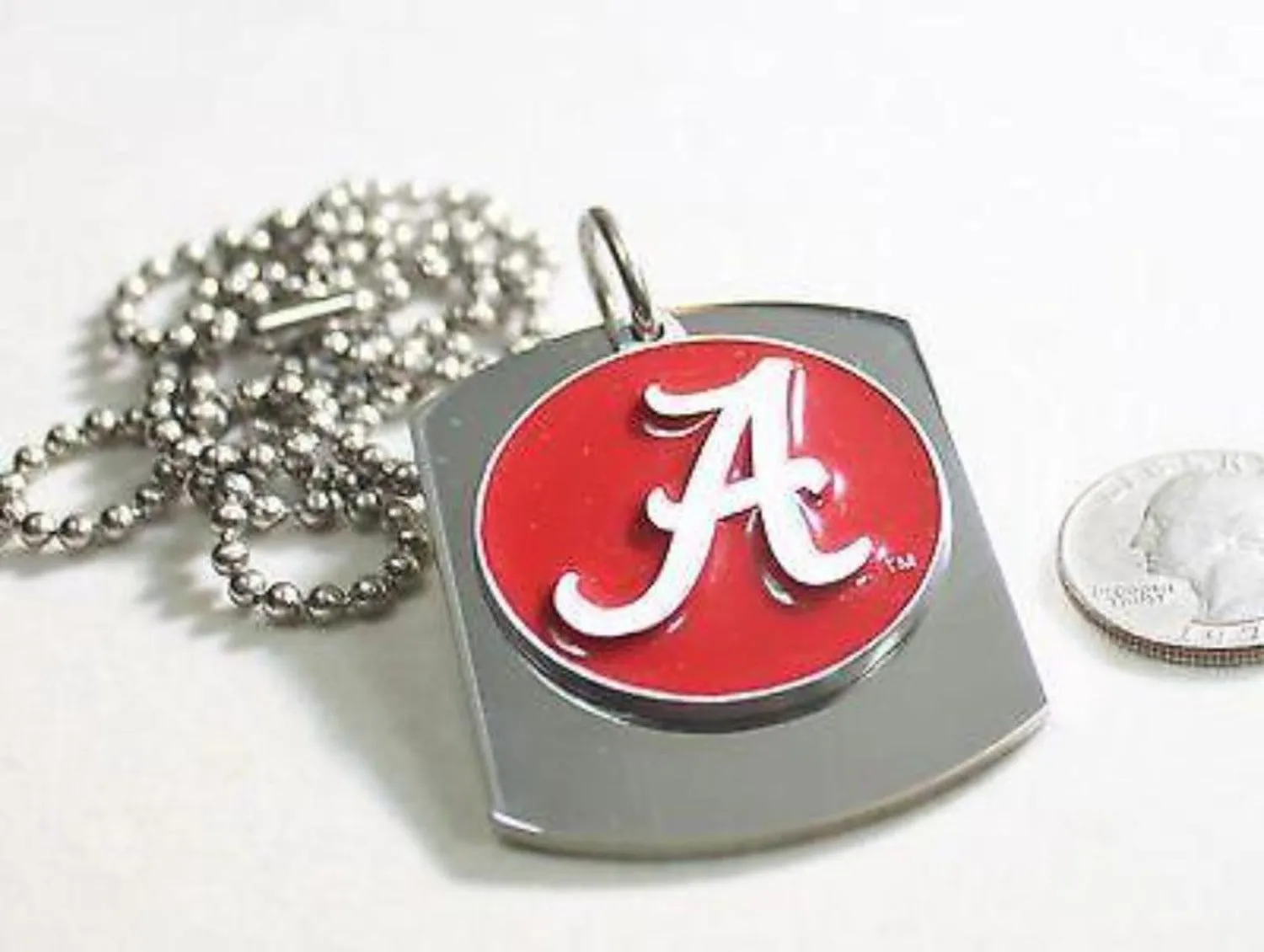 ALABAMA  UNIVERSITY LOGO  X LARGE  DOG TAG STAINLESS STEEL NECKLACE LOGO