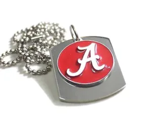 ALABAMA  UNIVERSITY LOGO  X LARGE  DOG TAG STAINLESS STEEL NECKLACE LOGO