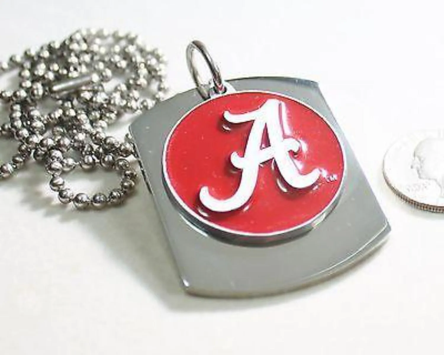 ALABAMA  UNIVERSITY LOGO  X LARGE  DOG TAG STAINLESS STEEL NECKLACE LOGO