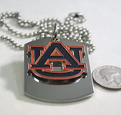 Auburn University logo X large dog tag stainless steel necklace logo
