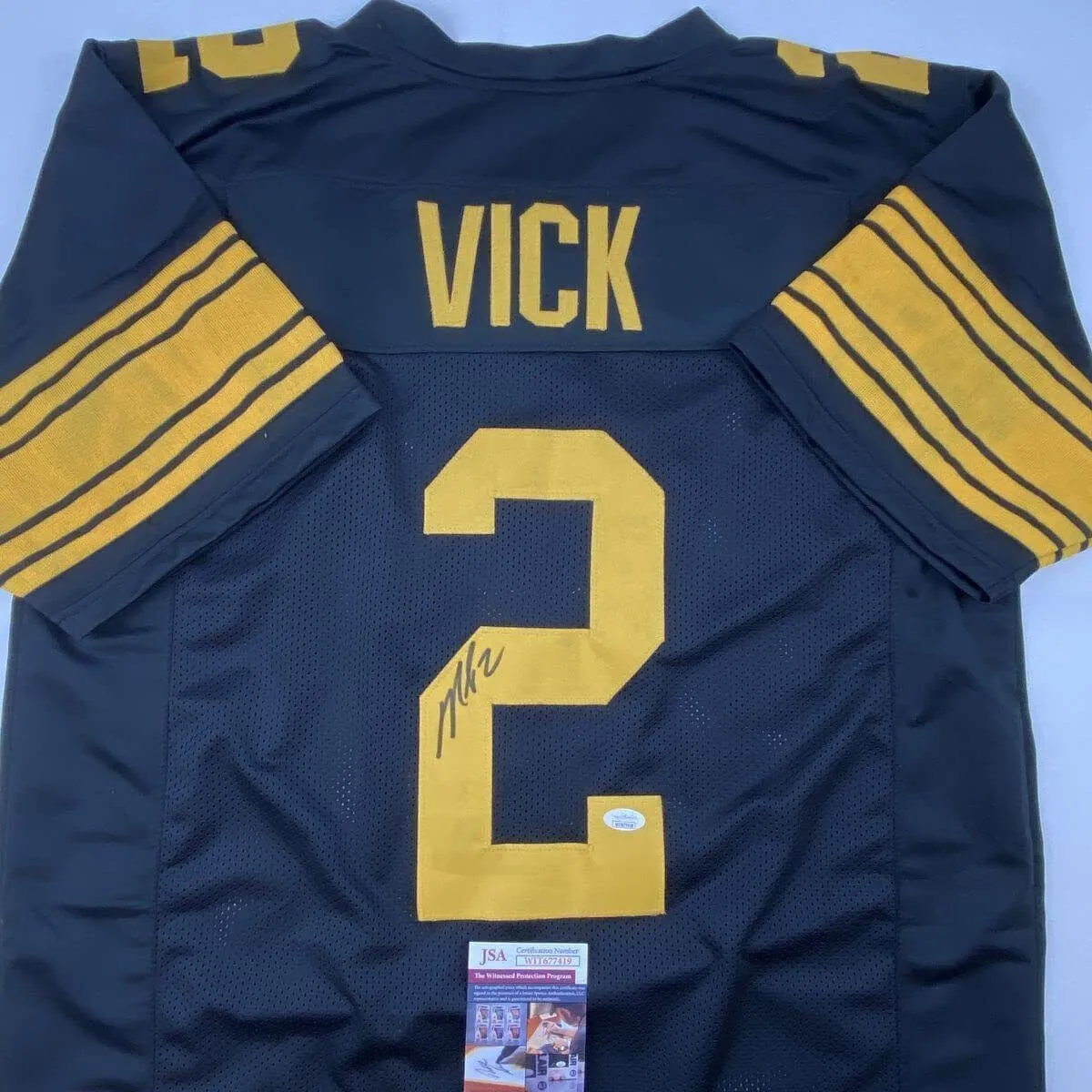 Autographed/Signed Michael Mike Vick Pittsburgh Color Rush Jersey JSA COA