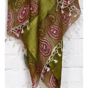 Beige, Mustard & Green Tussar Silk Dupattas