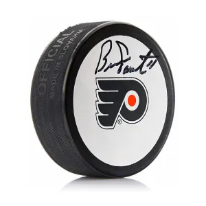 Bernie Parent Philadelphia Flyers Autographed White Hockey Puck JSA PSA