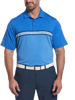 Big & Tall Yarn Dyed Ventilated Jaspe Engineered Stripe Golf Polo