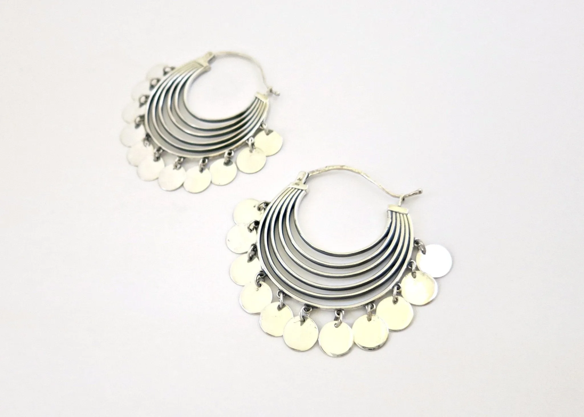 BINAH shimmering concentric arcs hoops
