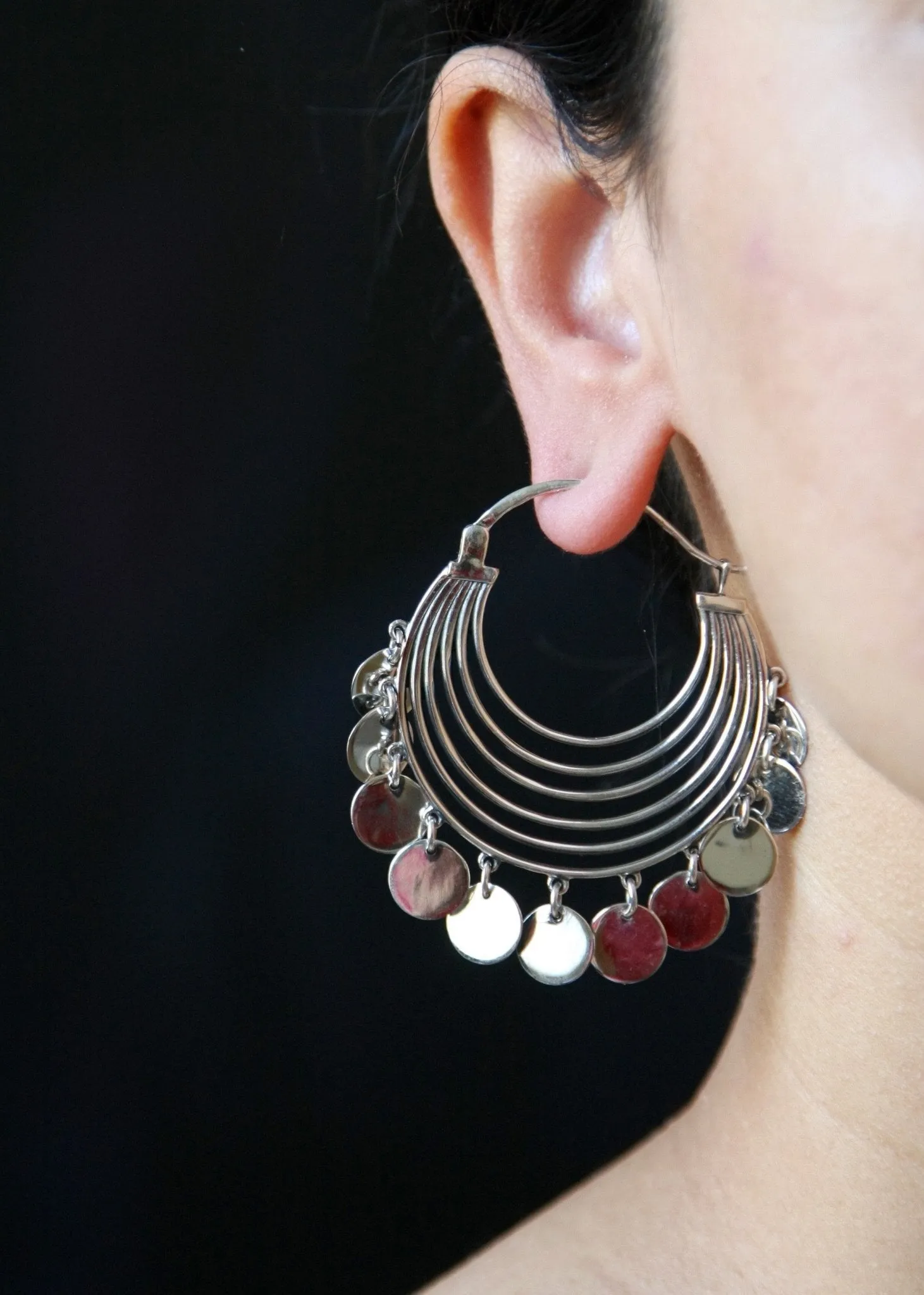 BINAH shimmering concentric arcs hoops
