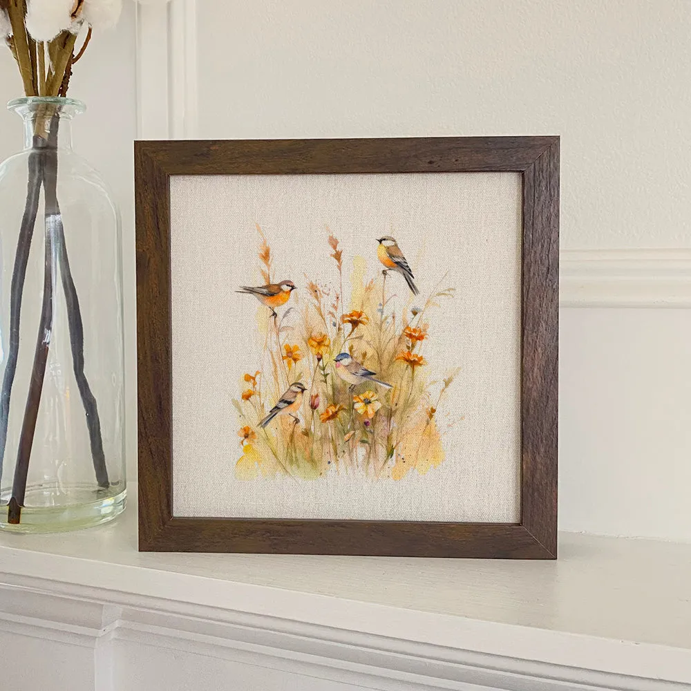 Birds in Tall Grass - Framed Sign