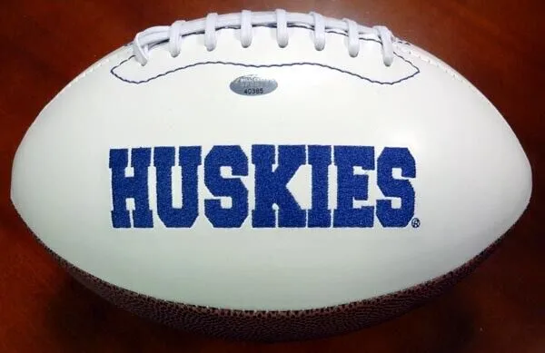 BISHOP SANKEY AUTOGRAPHED WHITE LOGO FOOTBALL WASHINGTON HUSKIES MCS HOLO 73077