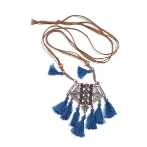 Blue Tassel Necklace