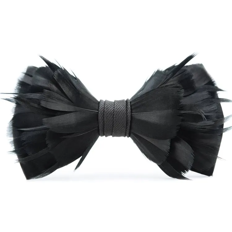 Brackish Rice Black Goose Feather Bowtie