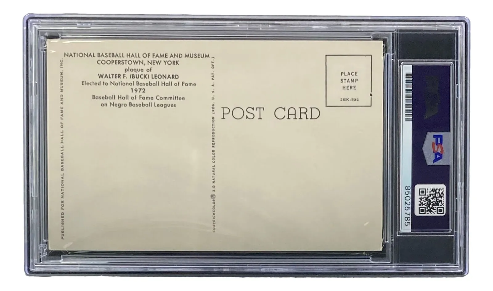 Buck Leonard Signed 4x6 Homestead Grays HOF Plaque Card PSA/DNA 85025785