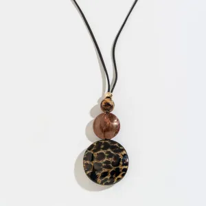CHEETAH PRINT BUBBLE DISC AND CORDED Y-NECKLACE
