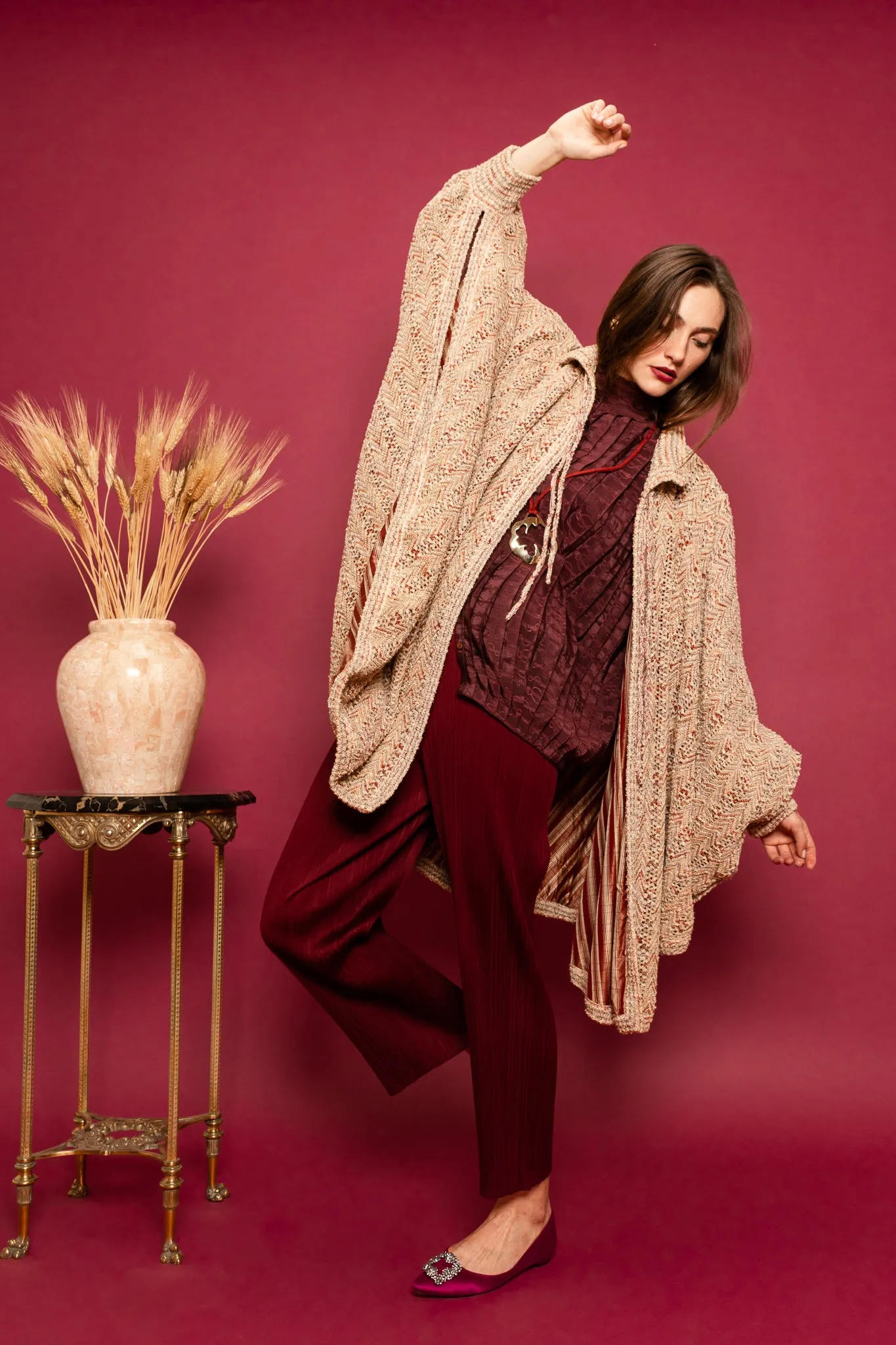 Chevron Knit Cocoon Sweater