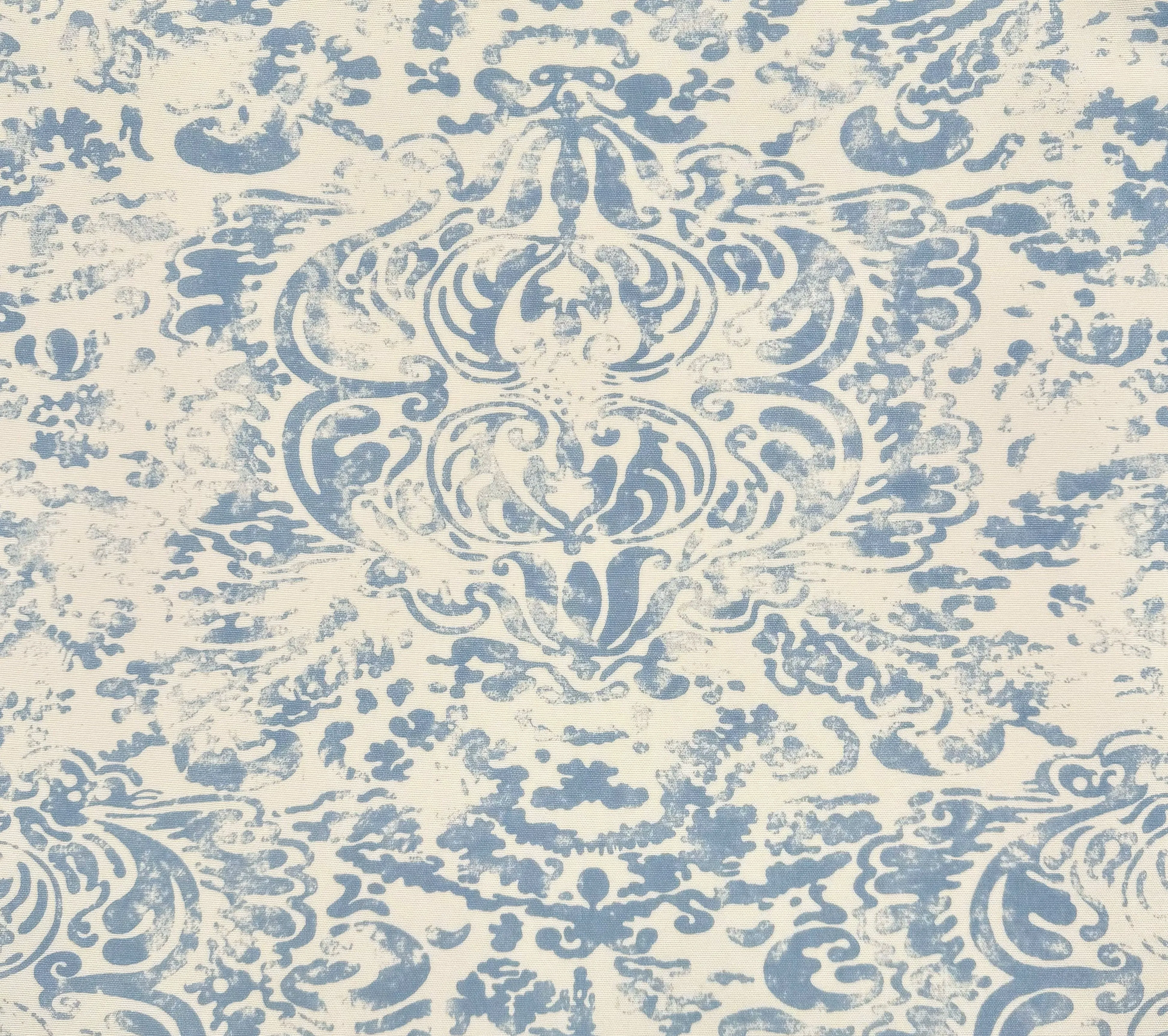 China Seas Fabric: San Marco - Custom Delphi Blue on Tinted Belgian Linen / Cotton