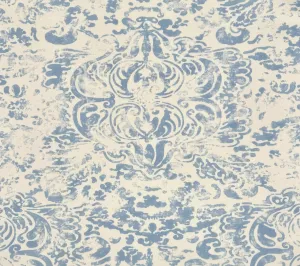 China Seas Fabric: San Marco - Custom Delphi Blue on Tinted Belgian Linen / Cotton