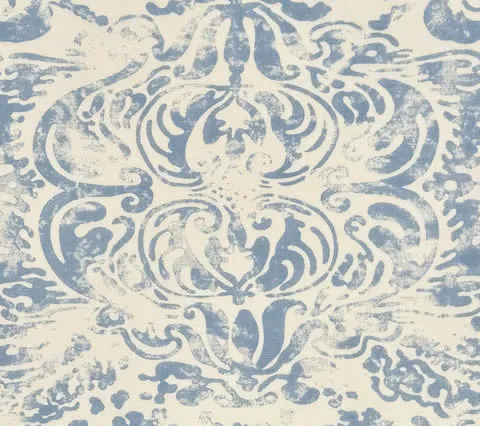 China Seas Fabric: San Marco - Custom Delphi Blue on Tinted Belgian Linen / Cotton