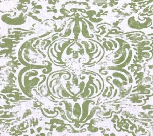 China Seas Fabric: San Marco - Custom Kelly Green on White Belgian Linen / Cotton