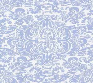 China Seas Wallpaper: San Marco - Custom Zibby Blue on White Paper (FIVE YARD MINIMUM)