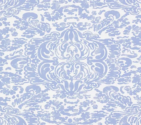 China Seas Wallpaper: San Marco - Custom Zibby Blue on White Paper (FIVE YARD MINIMUM)
