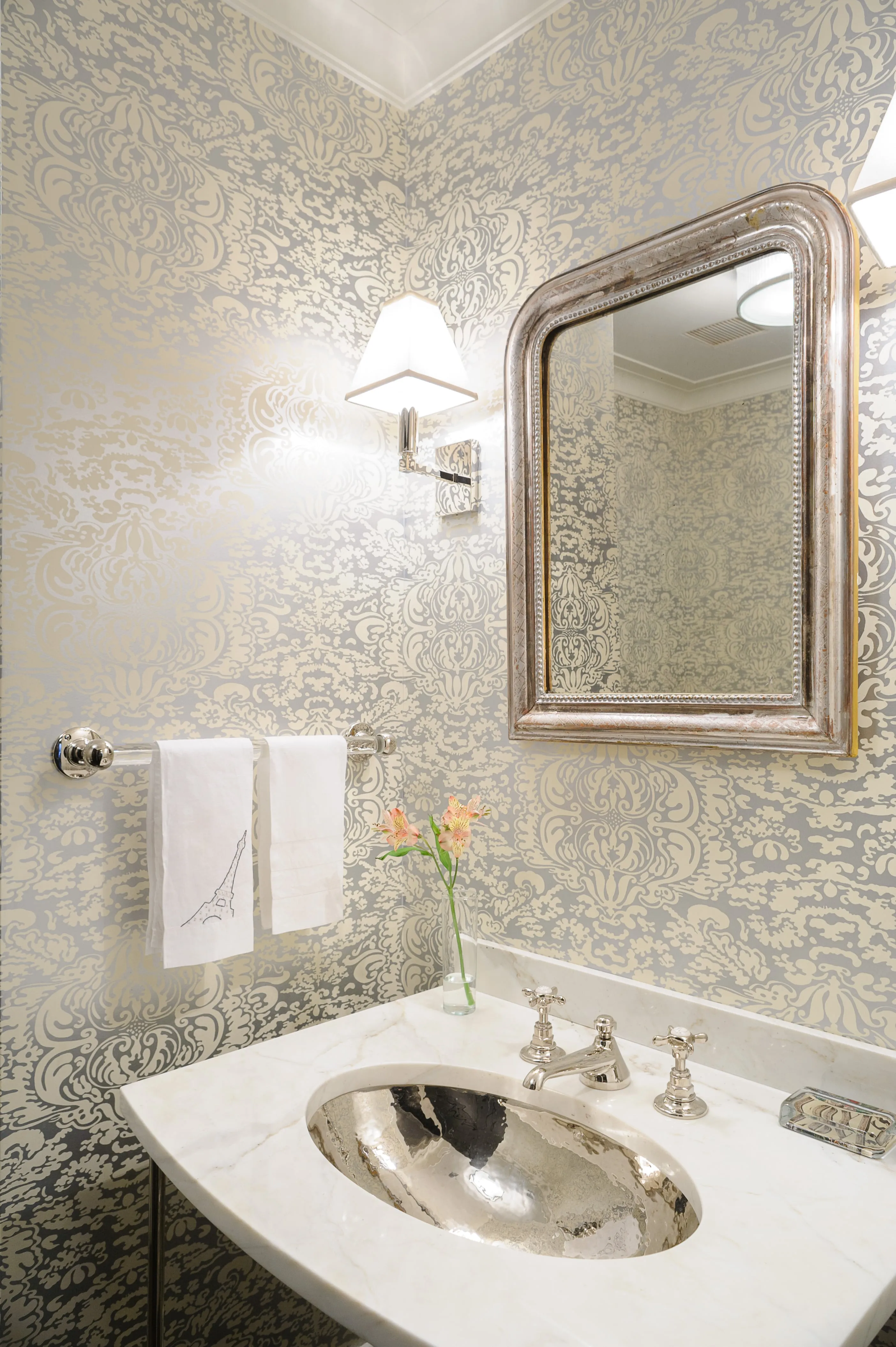 China Seas Wallpaper: San Marco - Custom Zibby Blue on White Paper (FIVE YARD MINIMUM)
