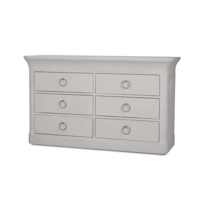 Claremont Linen Wrapped 6 Drawer Dresser in Dove White