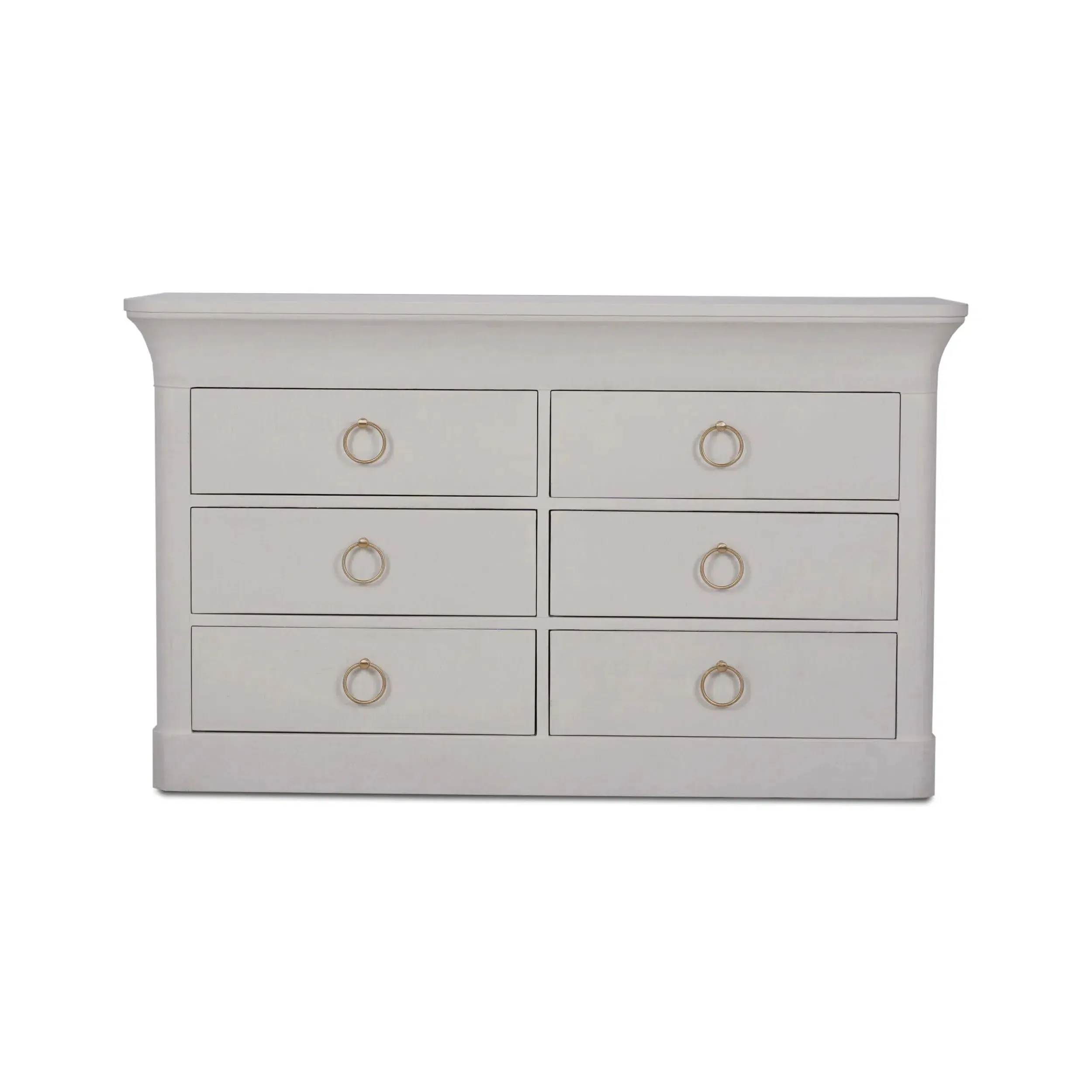 Claremont Linen Wrapped 6 Drawer Dresser in Dove White