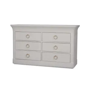 Claremont Linen Wrapped 6 Drawer Dresser in Dove White