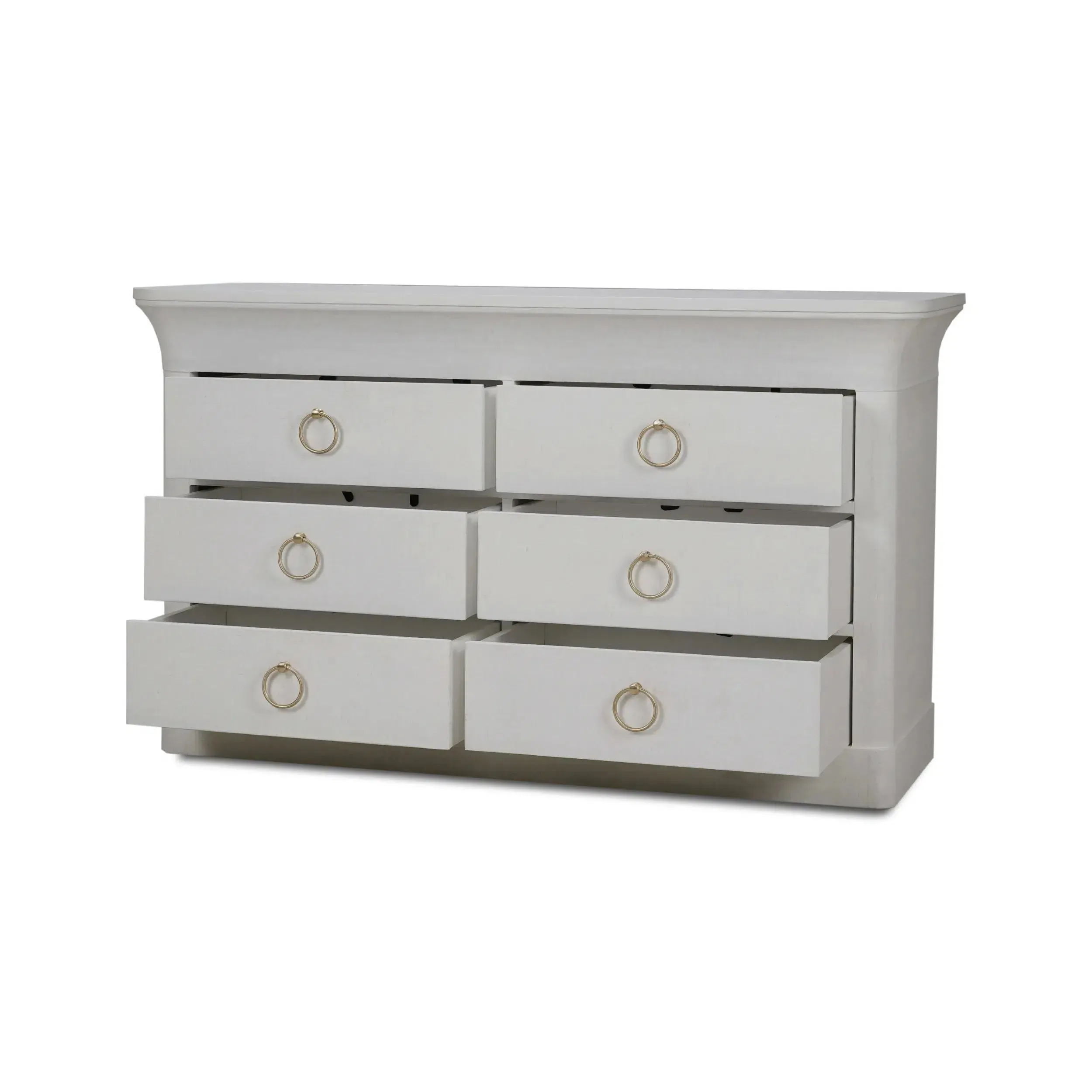 Claremont Linen Wrapped 6 Drawer Dresser in Dove White